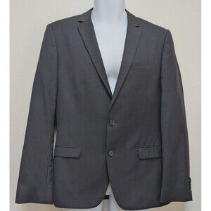 DE Fursac Wool Blazer Men's Size 48 Charcoal Single-Breasted Notch Lapel Jacket